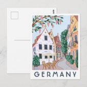 Germany Village Illustrated Travel Postcard  ポストカード (正面/裏面)