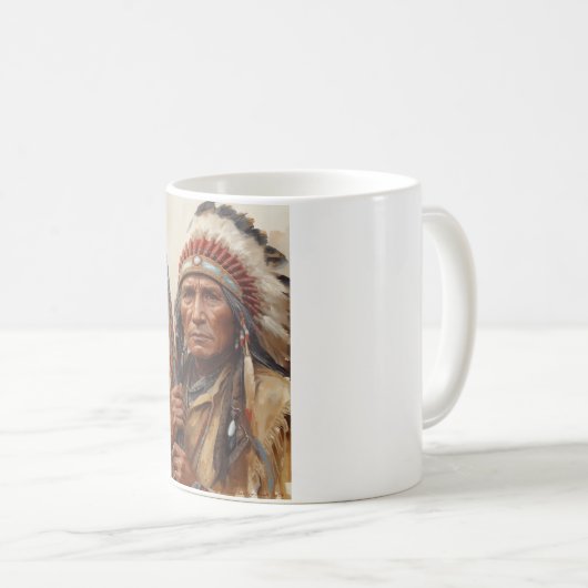 Geronimo Indian Chief Warrior Portrait コーヒーマグカップ (正面右)