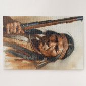 Geronimo Indian Chief Warrior Portrait ジグソーパズル (横)