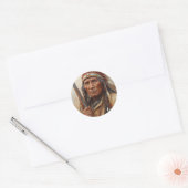 Geronimo Indian Chief Warrior Portrait ラウンドシール (封筒)