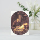 Gerrit Dou – 男が彼の手で中断書した ポストカード (スタンド正面)