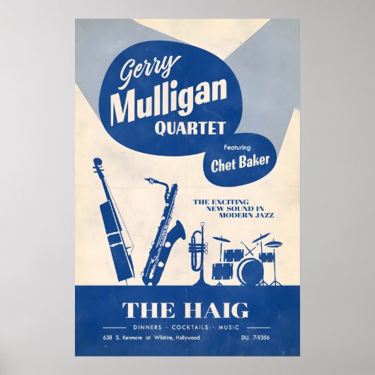 Gerry Mulligan - Chet Baker jazz poster - Live at ポスター (正面)