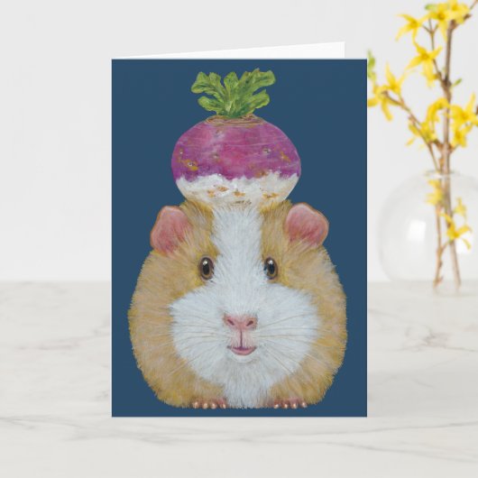 Gertie the guinea pig card カード (黄色い花)