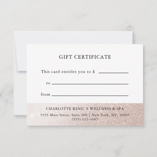 GESCHATSGESCHENKZERTIFIKAT | Rosegoldグリッター (裏面)