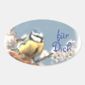 Geschenkaufkleber -  Blaumeise - Aquarell 楕円形シール (正面)