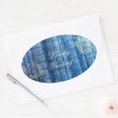 Geschenkaufkleber - Bücher Goldornamente - blau |  楕円形シール (封筒)