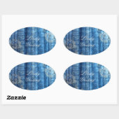 Geschenkaufkleber - Bücher Goldornamente - blau |  楕円形シール (シート)