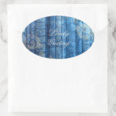 Geschenkaufkleber - Bücher Goldornamente - blau |  楕円形シール (バッグ)