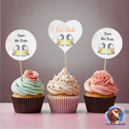 Geschenkaufkleber - Kohlmeisen - Aquarell ハートシール