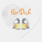 Geschenkaufkleber - Kohlmeisen - Aquarell ハートシール (正面)