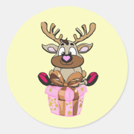  Geschenkaufkleber Rentier ラウンドシール