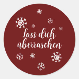Geschenkaufkleber - Schneesterne - dunkelrot ラウンドシール