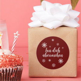 Geschenkaufkleber - Schneesterne - dunkelrot ラウンドシール