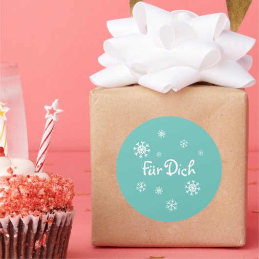Geschenkaufkleber - Schneesterne - türkis ラウンドシール (パーティー)
