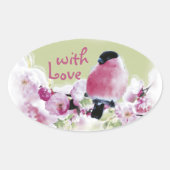 Geschenkaufkleber - Vogel Gimpel - Aquarell 楕円形シール (正面)