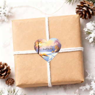 Geschenkaufkleber Winterlandschaft Morgenlicht ハートシール