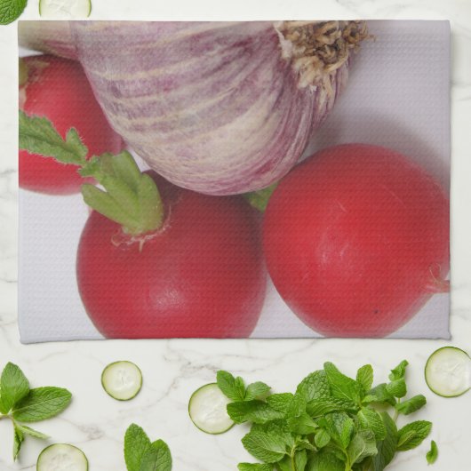 Geschirrtuch Knoblauch / Radieschen キッチンタオル (折り畳み)
