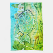 Geschirrtuch mit fantastischem Fisch キッチンタオル (縦)