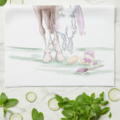 Geschirrtuch mit Osterbild, Pferd und Osterhase キッチンタオル (折り畳み)