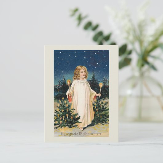 "Gesegnete Weihnachten"のヴィンテージのクリスマスカード シーズンポストカード (スタンド正面)