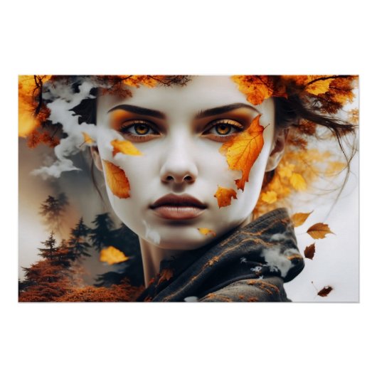 Gesicht des Herbstes – Surreale Schönheit in Orang ポスター (正面)