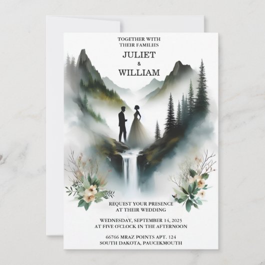 getリバーレインクラウド自然スモークマウンテン結婚ズ 招待状 (正面)