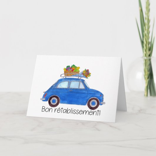 Get フランスの Well BlueレトロFiat 500 カード (正面)