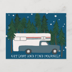 GET & 失った FIND YOURSELF Camping Camper Truck RV ポストカード