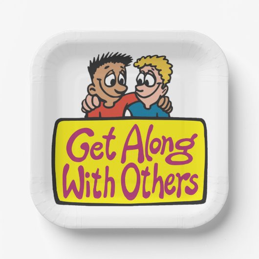 Get Along With Others Friends Kindness and Unity ペーパープレート (正面)