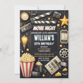 Get boy Camping Popcorn Movie Night 13th birthday 招待状 (正面)