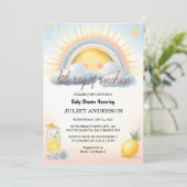 Get Boy Pink Sky ユニーク Cloud Sunshine Baby Shower 招待状 (スタンド正面)