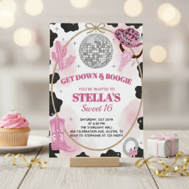 Get Down & Boogie Disco Cowgirl Sweet 16 Birthday 招待状