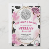 Get Down & Boogie Disco Cowgirl Sweet 16 Birthday 招待状 (正面)