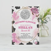 Get Down & Boogie Disco Cowgirl Sweet 16 Birthday 招待状 (スタンド正面)