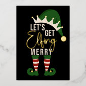 Get Elfing小妖精や小人クリスマスメリー金ゴールド 箔シーズンカード (正面)