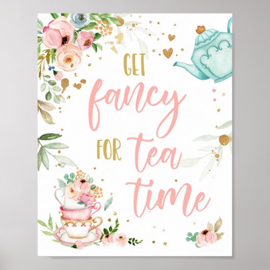 Get Fancy For Tea Time Baby Brewing Baby Shower ポスター (正面)