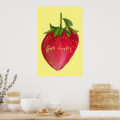 Get Fruity slogan Juicy Strawberry fruit pop art ポスター (キッチン)