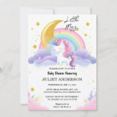 Get Glow宇宙王室のポニーユニコーンベビーガールシャワー 招待状 (正面)