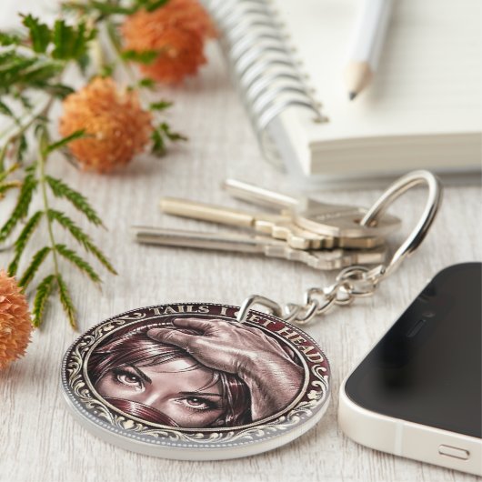 Get Head Commemorative Coin Funny Heads キーホルダー (正面右)