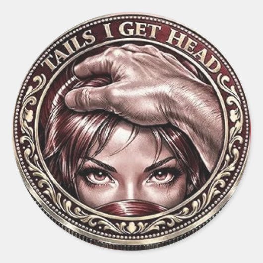 Get Head Commemorative Coin Funny Heads ラウンドシール (正面)