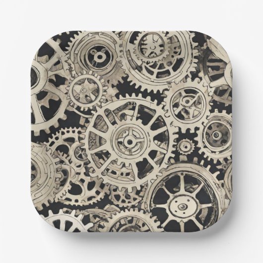 Get inギアロボット誕生日パーティー – ギア ペーパープレート (正面)