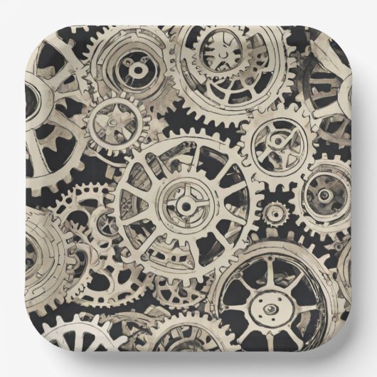 Get inギアロボット誕生日パーティー – ギア ペーパープレート (正面)