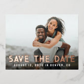 Get in Line Save the Date Foil招待状葉書 箔招待状ポストカード (正面)