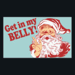 Get In My Beve Christmas おもしろい（私の腹のクリスマス） 長方形シール<br><div class="desc">今年のサンタのクリスマスリストは何か知ってる？お前だ。サンタは彼の太った腹に入ってほしい。サンタの腹に入れ！おもしろいTシャツ、オーナメント、ポスター、ステッカーなど多くの贈り物クール</div>