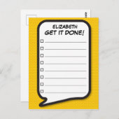 GET IT DONE! List Speech Bubble Fun Retro ポストカード (正面/裏面)