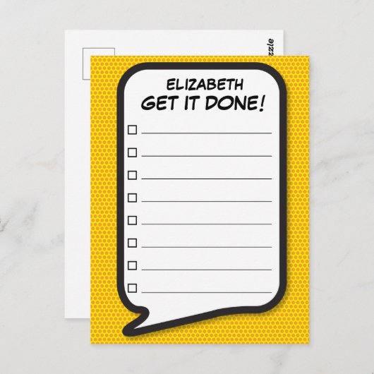 GET IT DONE! List Speech Bubble  Fun Retro ポストカード (正面/裏面)