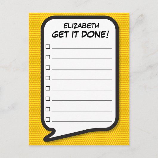 GET IT DONE! List Speech Bubble Fun Retro ポストカード (正面)