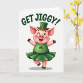 Get Jiggy Pig St Patricks Card カード (黄色い花)