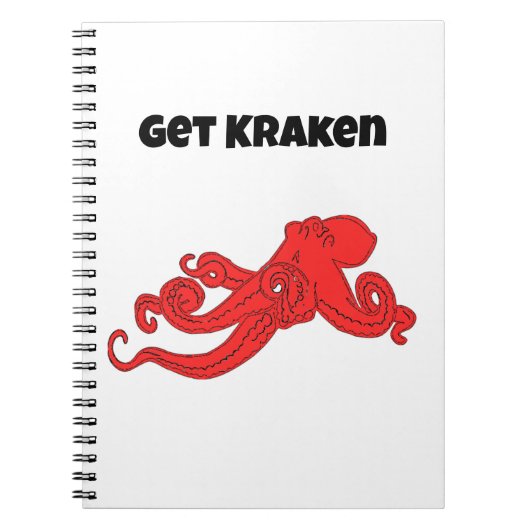 Get Kraken ファン レトロ 赤いタコ カートゥーン ノートブック (正面)
