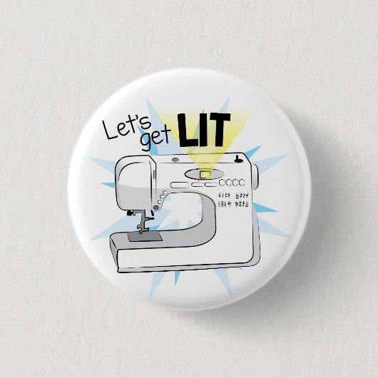 Get Lit裁縫マシンボタン 缶バッジ (正面)